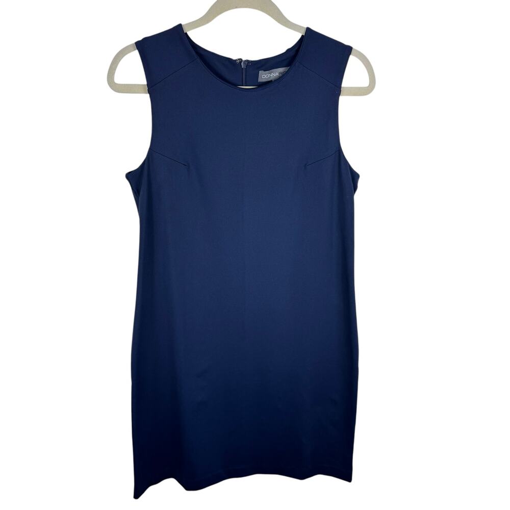 Donna Ricco Navy‎ Blue Nylon Sleeveless Stretchy Knee Length Sheath Dress Size M